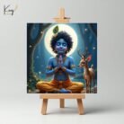 Baby Krishna Mini Canvas Painting with Deer1