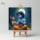 Baby Krishna Mini Canvas Painting with Deer2