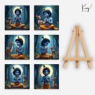Baby Krishna Mini Canvas Painting with Deer6