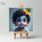 Baby Krishna Portrait Mini Canvas Painting Set with Easel 1