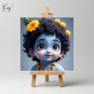 Baby Krishna Portrait Mini Canvas Painting Set with Easel 2