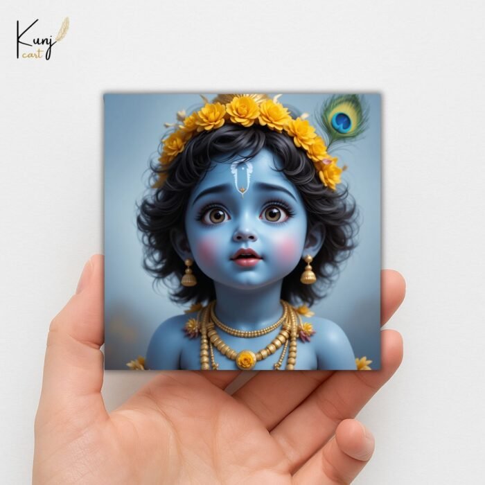 Baby Krishna Portrait Mini Canvas Painting Set with Easel 4