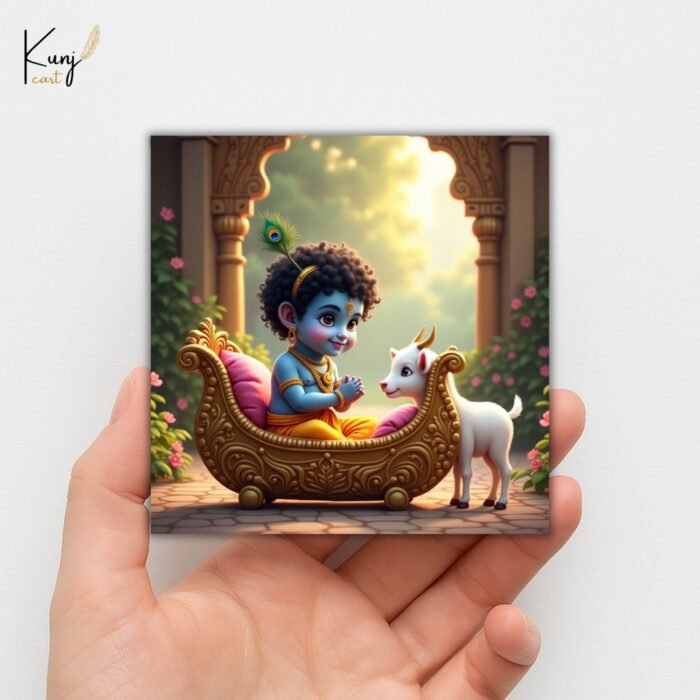 Baby Krishna with Calf Mini Canvas Painting3