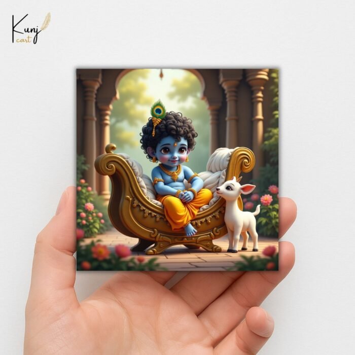 Baby Krishna with Calf Mini Canvas Painting4