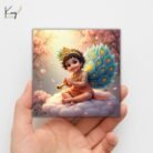 Baby Krishna with Peacock Mini Canvas Painting3