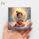 Baby Krishna with Peacock Mini Canvas Painting4