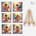 Baby Krishna with Peacock Mini Canvas Painting6