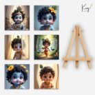 Bal Krishna Mini Canvas Painting Set 6