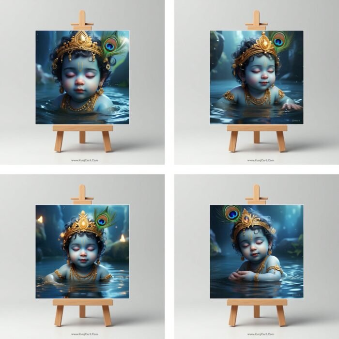 Divine Baby Krishna Mini Canvas Painting Set 5