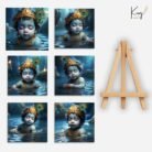 Divine Baby Krishna Mini Canvas Painting Set 6
