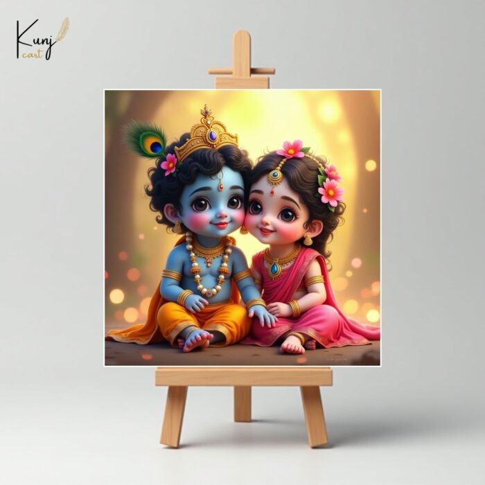 Krishna Radha Love Theme Mini Canvas Painting Set 1