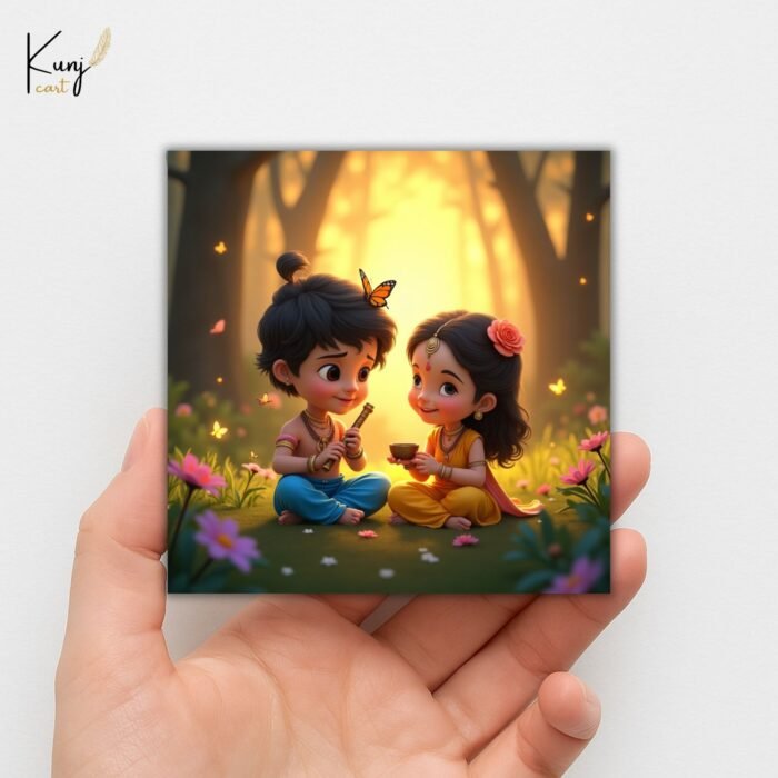Krishna Radha Love Theme Mini Canvas Painting Set 3