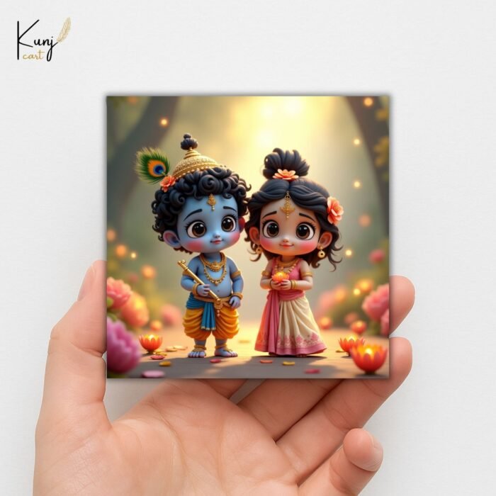 Krishna Radha Love Theme Mini Canvas Painting Set 4