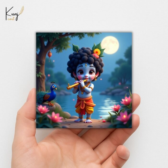 Kunjcart Baby Krishna Flute Mini Canvas Painting 3