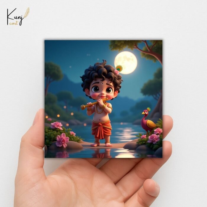 Kunjcart Baby Krishna Flute Mini Canvas Painting 4