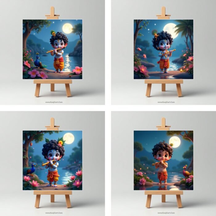 Kunjcart Baby Krishna Flute Mini Canvas Painting 5