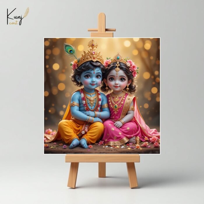 Little Krishna & Radha Love Mini Canvas Painting 1