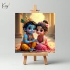 Little Krishna & Radha Love Mini Canvas Painting 2