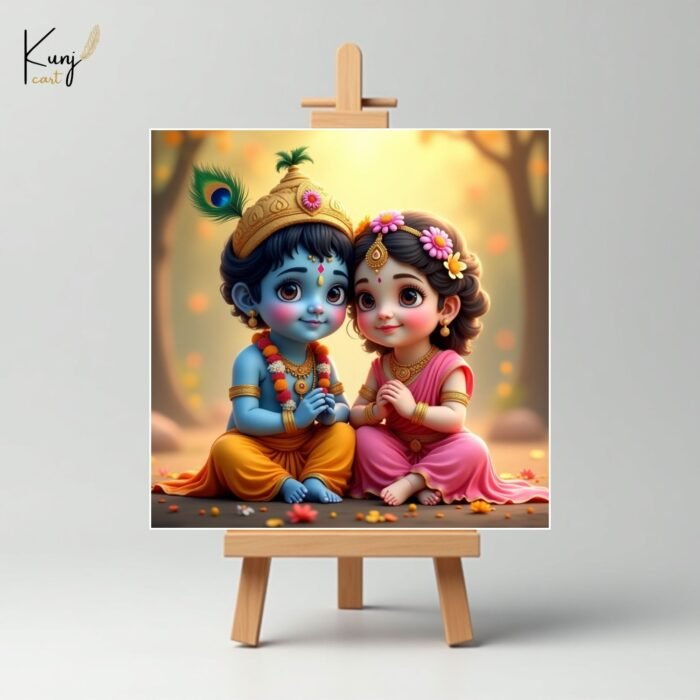 Little Krishna & Radha Love Mini Canvas Painting 3