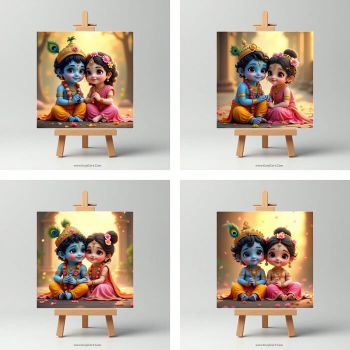 Little Krishna & Radha Love Mini Canvas Painting 6
