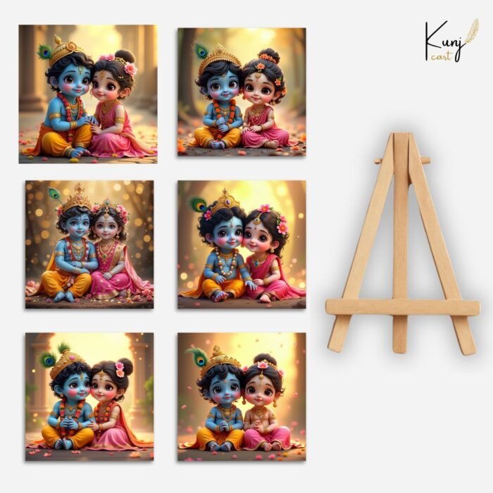 Little Krishna & Radha Love Mini Canvas Painting 7