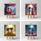 Radha Krishna Baby Mini Canvas Painting Set 5