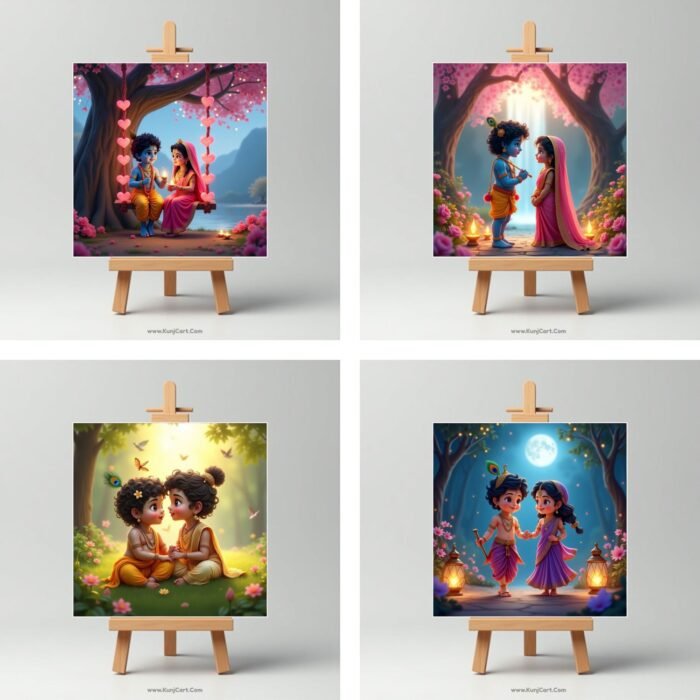 Radha Krishna Baby Mini Canvas Painting Set 5