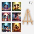 Radha Krishna Baby Mini Canvas Painting Set 6