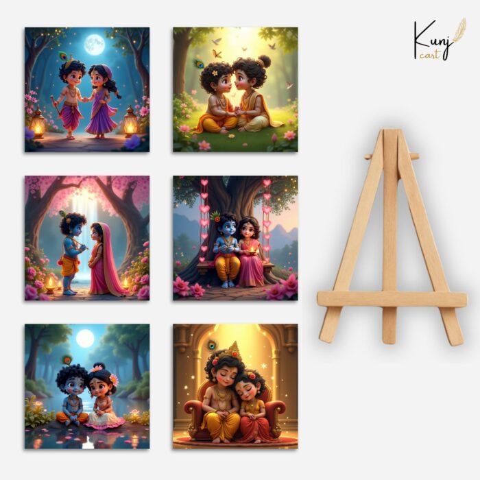 Radha Krishna Baby Mini Canvas Painting Set 6