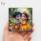 Radha Krishna Mini Canvas Painting | Set of 6 with Wooden Easel3