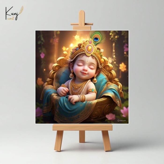 Sleeping Baby Krishna Mini Canvas Painting2