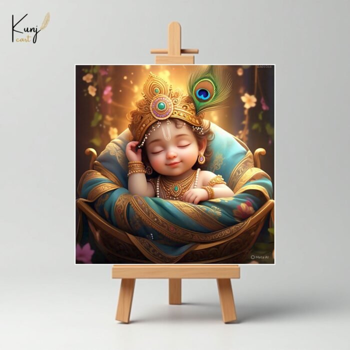 Sleeping Baby Krishna Mini Canvas Painting3