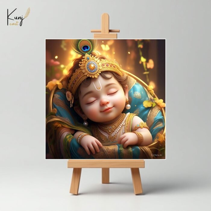 Sleeping Baby Krishna Mini Canvas Painting4