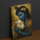 Beautiful Krishna With Cow Painting by Kunjcart1
