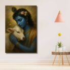 Beautiful Krishna With Cow Painting by Kunjcart4