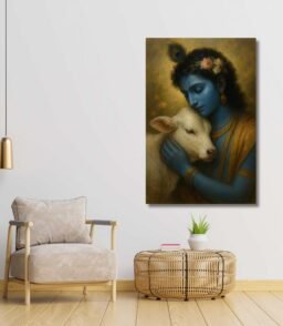 Beautiful Krishna With Cow Painting by Kunjcart7