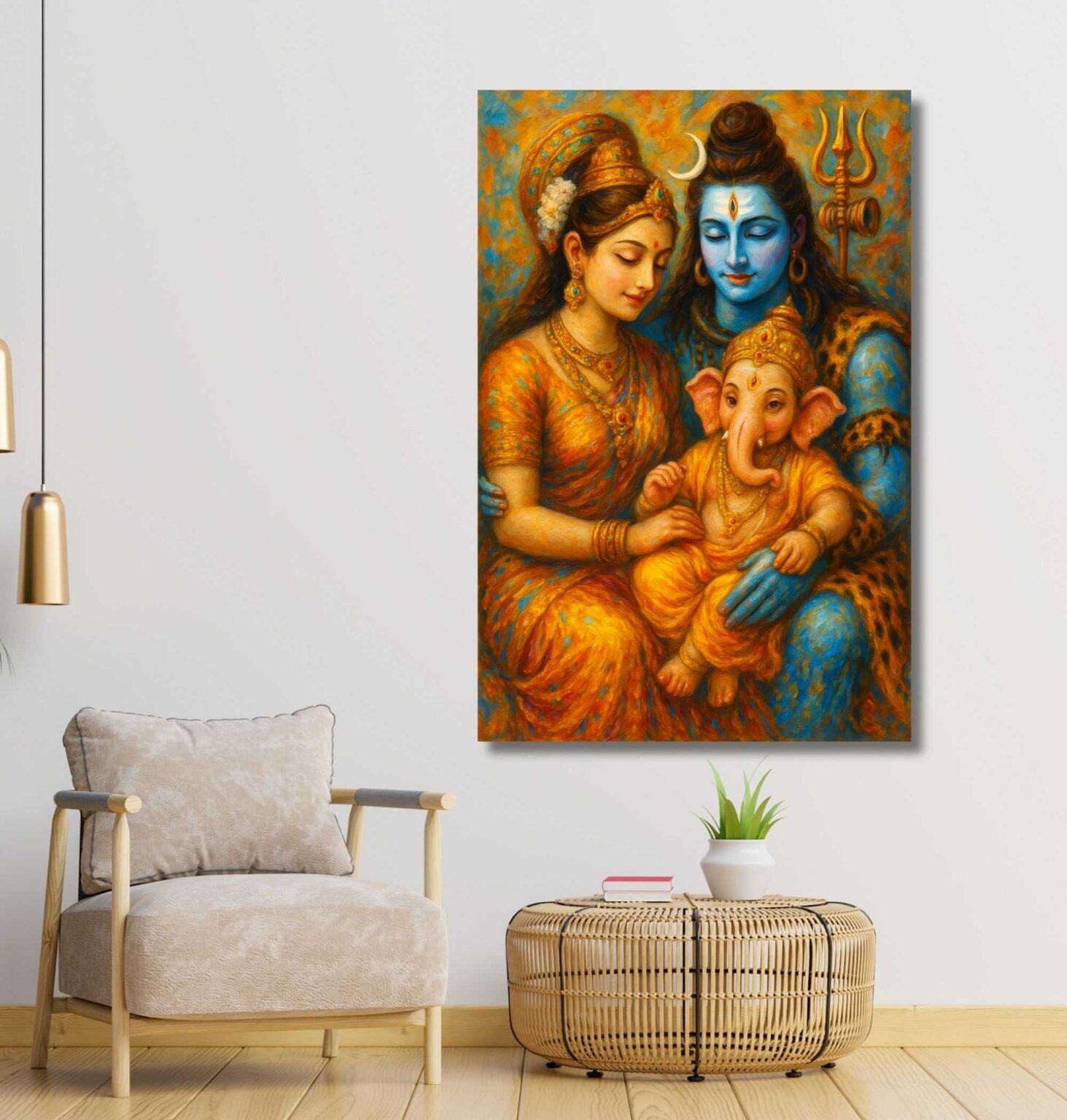 Hindu god Shiva Parvati canvas decor4