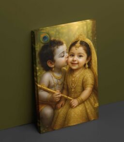 Little cute radha krishna wall painting1