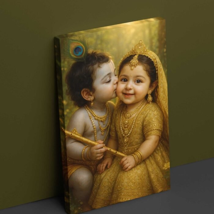 Little cute radha krishna wall painting1