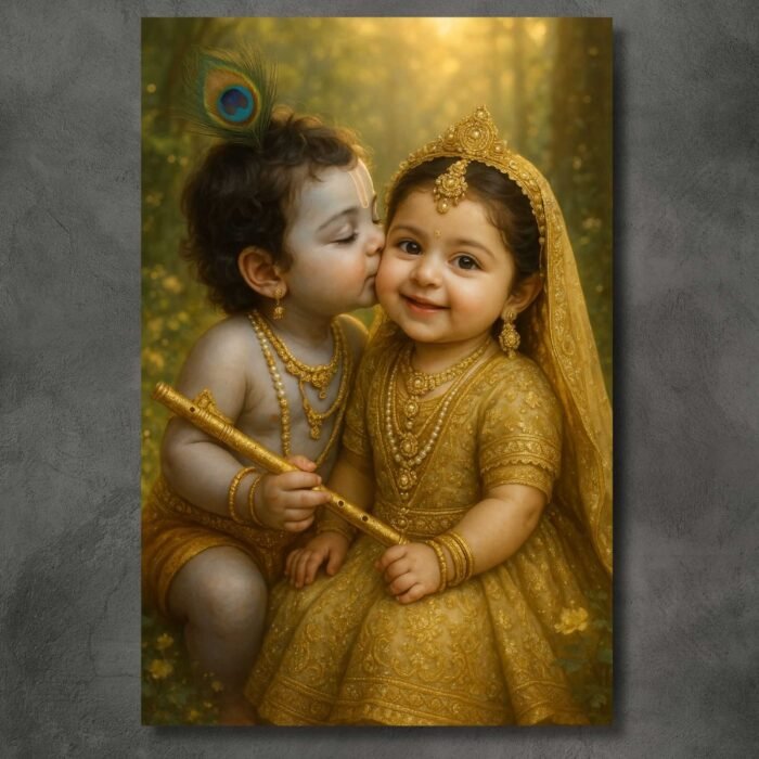 Little cute radha krishna wall painting3