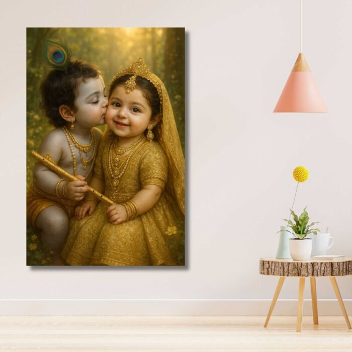 Little cute radha krishna wall painting4