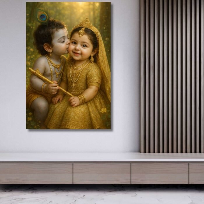 Little cute radha krishna wall painting5