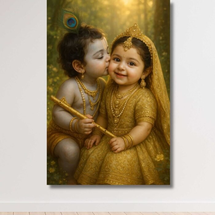 Little cute radha krishna wall painting6