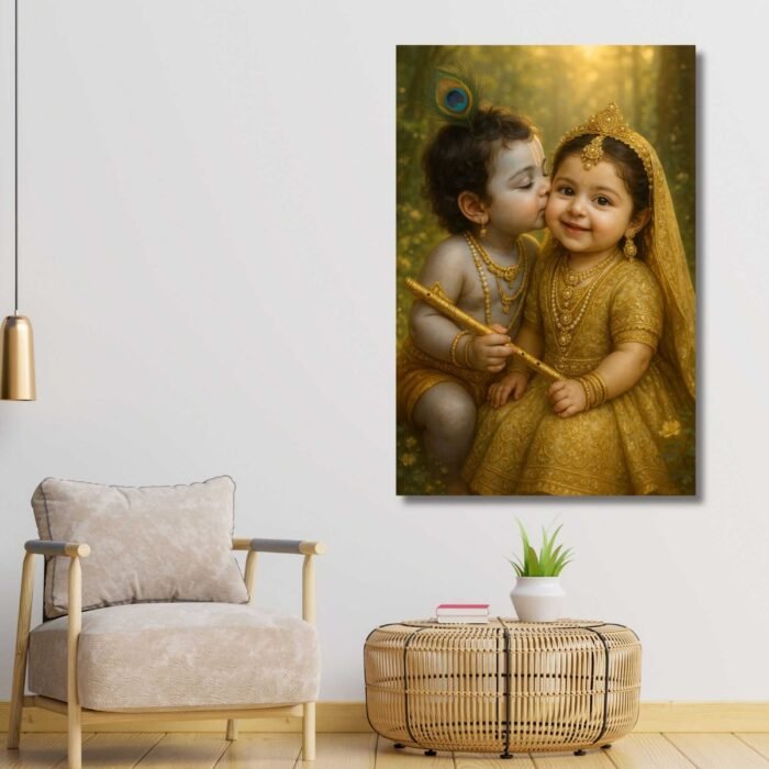 Little cute radha krishna wall painting7