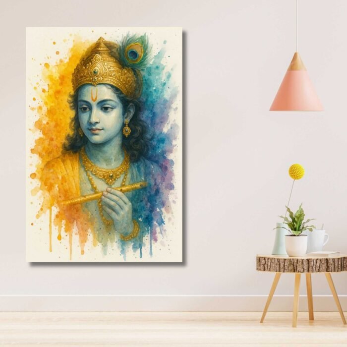 Lord Krishna Wall Canvas Painting By Kinjcart - 8584543