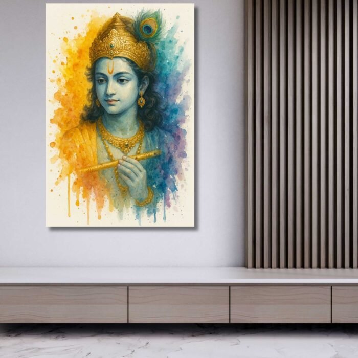 Lord Krishna Wall Canvas Painting By Kinjcart - 8584544