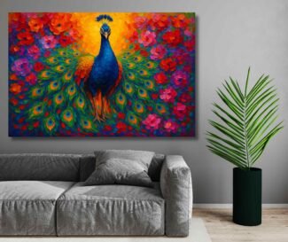 Peacock Painting For Wall Vastu abstract and colorfull1
