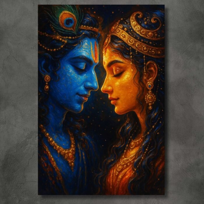 Radha Krishna canvas painting by Kunjcart3