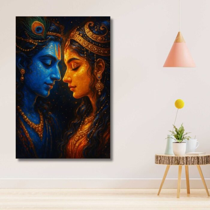 Radha Krishna canvas painting by Kunjcart4