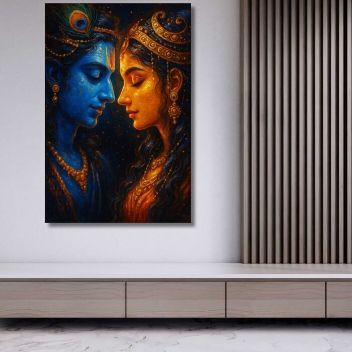 Radha Krishna canvas painting by Kunjcart5